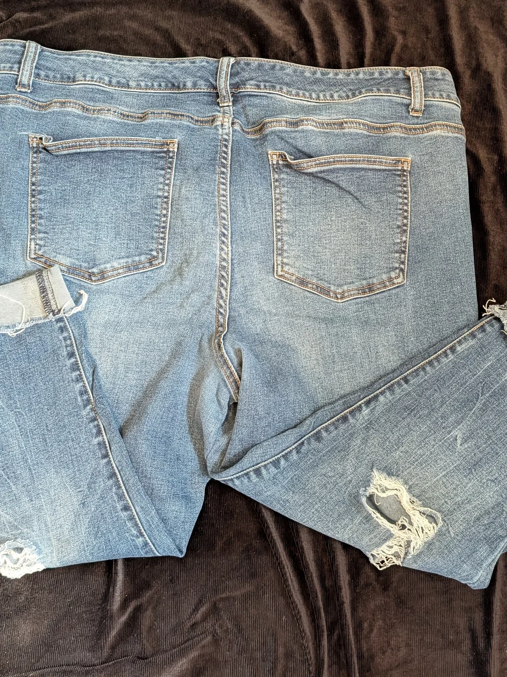 Maurices Light Blue Distressed Boyfriend Jeans with Rolled Cuffs - Picture 3 of 4